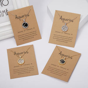 Nouveau <span class=keywords><strong>Jour</strong></span> et Nuit 12 Signe <span class=keywords><strong>Du</strong></span> Zodiaque Collier Plaqué Or <span class=keywords><strong>Horoscope</strong></span> Zodiaque Pendentif Collier avec <span class=keywords><strong>du</strong></span> Carton - Product Image 1