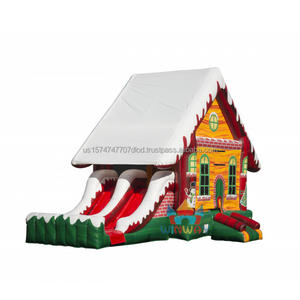 Bonhomme en pain d'épice de Noël commercial sautant château toboggan Combo imperméable ignifuge PVC matériel pour le plaisir en plein air! - Product Image 3