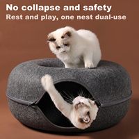 Matériau en feutre de haute qualité lit Tunnel pour chat de qualité supérieure Tunnel pour chat d'intérieur Peekaboo Cave avec fermeture à glissière de même couleur fournitures détachables pour animaux de compagnie