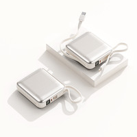 Batterie externe compacte 10000mAh PD20W avec câble de charge double intégré, mini batterie mobile avec écran LED