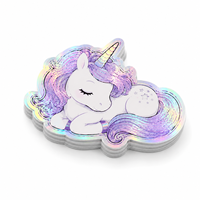 Autocollants personnalisés licorne anime, effet holographique, résistants aux UV, découpés, effet arc-en-ciel manga, vinyle PVC, créatures fantastiques