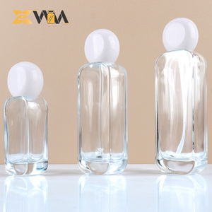 50ml 100ml 120ml bouchon blanc bouteille en verre vide transparente avec compte-gouttes de pulvérisation personnalisé pour les soins de la peau cosmétiques <span class=keywords><strong>huile</strong></span> de sérum de beauté - Product Image 1