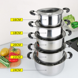 礼品套装5pcs不锈钢厨房炊具砂锅，带手柄和透明盖 - Product Image 4