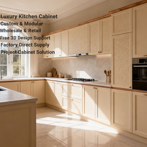 Armadi da <span class=keywords><strong>cucina</strong></span> modulari a forma di U pannelli di particelle ecologici con laminazione in PVC a piena estensione Soft-Close - Product Image 2