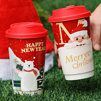 Tasse à thé au lait rouge à double paroi jetable avec logo personnalisable avec couvercle pour boissons chaudes Gobelet en papier de Noël Style à paroi unique pour le vin