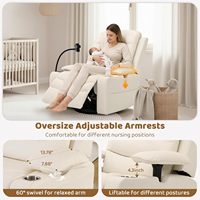 Fauteuil inclinable Power Glider pour chambre d'enfant, canapé électrique pivotant et à bascule en cuir surdimensionné avec support lombaire, chargement USB et porte-gobelet intelligent