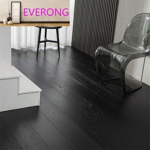 Plancher en bois de chêne moderne à 3 niveaux noir solide Installation par clic Techniques lisses pour le salon Fabricant direct Fournisseur - Product Image 4