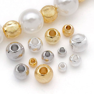 Round <b>Spacer</b> Beads Silver Gold Plated For DIY Jewelry Bracelet Making Accessory 8mm Thick Metal Bead Components - Product Image 2