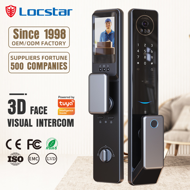 Waterproof Outdoor 3d Face Id Recognition Video Voice Fingerprint Digital Smart Home Door Lock With Camera for Front Door