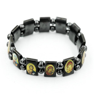 Bracelet de thérapie magnétique en hématite pour hommes, noir, représentant Jésus, saint <span class=keywords><strong>messie</strong></span>, christianisme, religion, bracelet spirituel - Product Image 5
