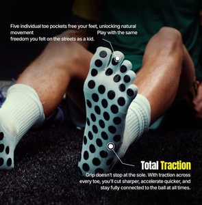 High Quality Crew Five Finger Cushion Tube Boot Sport Soccer <strong>Socks</strong> White <strong>Anti</strong> <strong>Slip</strong> Grip 5 Toe <strong>Football</strong> <strong>Socks</strong> - Product Image 2