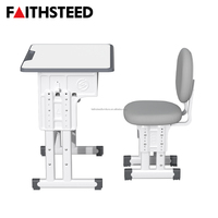 Ensemble table et chaise d'étude modernes pour enfants, réglables en hauteur, mobilier scolaire avec étagère intégrée et lampe de lecture LED
