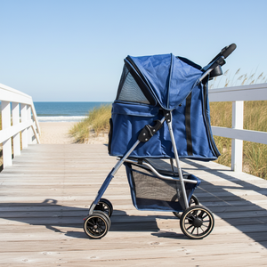 Carrito <span class=keywords><strong>Plegable</strong></span> para Perros y Gatos de 8 Ruedas, Color Azul, para Perros de Tamaño <span class=keywords><strong>Mediano</strong></span> y Pequeño, Transportín para Mascotas - Product Image 2