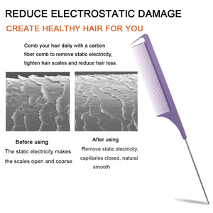 <span class=keywords><strong>Pettine</strong></span> Antistatico in Plastica con Denti in <span class=keywords><strong>Fibra</strong></span> <span class=keywords><strong>di</strong></span> <span class=keywords><strong>Carbonio</strong></span>, <span class=keywords><strong>Pettine</strong></span> a Coda <span class=keywords><strong>di</strong></span> Topo per Barbiere, Vendita all'Ingrosso - Product Image 5