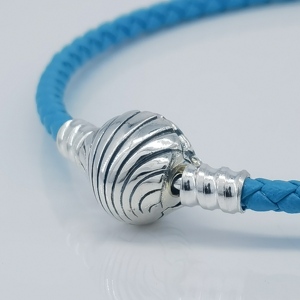 <span class=keywords><strong>Pulsera</strong></span> de Cuero Trenzado con Cierre de Concha de Mar de Plata de Ley S925 Pandoras Moments y Turquesa - Product Image 5