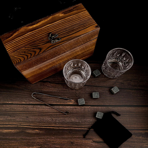 Ensemble de verres à whisky pour hommes, <span class=keywords><strong>2</strong></span> pièces, verres à whisky en cristal avec pierres à whisky, comprenant une boîte en bois et un ensemble de verres à whisky - Product Image 2
