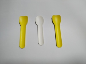 Cucchiaio Gelato Mini colorato usa e getta per Gelato testa quadrata piccolo cucchiaio di carta gialla - Product Image 5