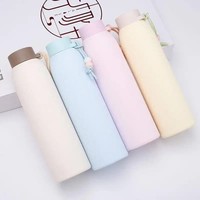 Nouvelle arrivée, bouteille d'eau de voyage en verre borosilicate, manchon en plastique, 350 ml, double paroi, réutilisable, design minimaliste