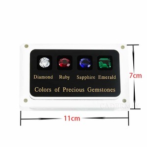 Cadermay esclusiva serie di utensili diamantati 4 famose pietre preziose campioni di zirconi scatola per gioielli con diamanti mercante pronto stock - Product Image 5