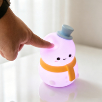 Lámpara de Noche Infantil de Silicona, Portátil, Mini, con Control Táctil de 7 Colores RGB, Diseño de Dibujos Animados, para Decoración de Dormitorio, Regalos para Niños