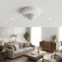 Détecteur de mouvement PIR de plafond à 360 degrés, 12 m, 1200 W, détecteur infrarouge réglable à haute capacité de charge pour les lumières intérieures des couloirs
