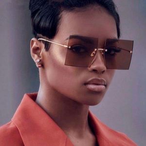 Gafas de Sol Cuadradas Extra Grandes para Mujer, con Logotipo Personalizado Vintage, Color Azul y Rojo, Sin Montura, Protección UV400, Gran Venta - Product Image 2