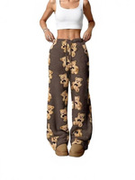 Pantalon de pyjama en molleton épais pour femme, coupe ample et large, imprimé décontracté, collection Automne/Hiver, ODM OEM