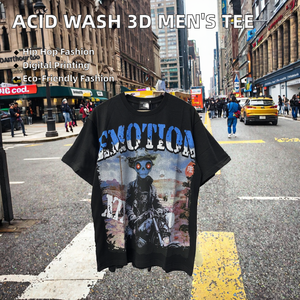 Camiseta de Verano para Hombre, Estilo Vintage, Lavado Ácido, Diseño 3D, 100% Algodón, Personalizable, Estilo Hip Hop, Tejido de Punto - Product Image 2