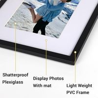 Cadre photo rectangulaire vertical en plexiglas écologique noir Bluesail 8x10, résistant aux chocs, à suspendre au mur ou à poser sur table, protection UV