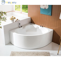 Geehssu — baignoire de bain d'angle profond en pierre artificielle, Surface unie autoportante à mur