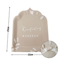 Nicro 30 pièces Assiettes, gobelets et serviettes jetables couleur taupe, cadeau islamique musulman Eid Mubarak, vaisselle en papier pour le Ramadan, décorations de table pour fête