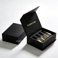 Emballage de boîte magnétique biodégradable grand format noir mat, fait main, avec feuille d'or personnalisée pour parfum