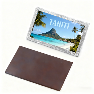 Imán de Refrigerador Personalizado con Imagen, Recuerdo de Vacaciones en Polinesia Francesa, Imán 3D de Aluminio Plateado para Refrigerador - Product Image 1