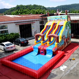 Toboggan aquatique gonflable <span class=keywords><strong>avec</strong></span> château gonflable, en PVC de qualité commerciale, pour usage intérieur/extérieur, idéal pour les fêtes d'anniversaire en jardin et la <span class=keywords><strong>location</strong></span> commerciale - Product Image 1