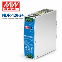 Alimentation électrique sur rail DIN MEANWELL NDR-120-24 24VDC 5A AC DC, boîtier métallique pour équipement d'automatisation semi-conductrice