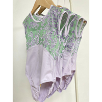 Nuevo y Moderno Leotardo de Ballet sin Mangas con Estampado Floral de Nailon para Niñas, Uniforme de Danza con Espalda Abierta