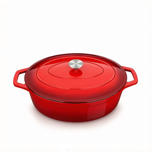 Cocotte ovale émaillée avec couvercle, cocotte à double poignée pour la cuisson du pain, ustensile de cuisson antiadhésif émaillé - Product Image 1