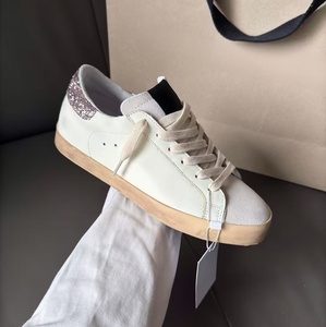 Retro distressed sneakers genuine leather casual shoes with <b>glittery</b> heels and durable soles low-<b>top</b> women's athletic shoes - Product Image 3
