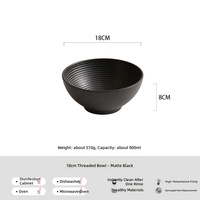 Bol à riz noir mat pur, en porcelaine épaissie, cuit à haute température, bol à dessert émaillé, compatible lave-vaisselle, écologique