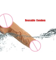 Gerçekçi Penis kol kullanımlık TPE Dildos prezervatif gecikme boşalma Dick büyütme seks oyuncakları erkekler için
