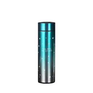 Novelty Starry Sky Gradient Vacuum Insulated Water Bottle with Temperature Display Straight Cup Design