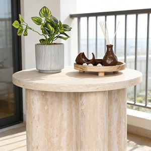 <span class=keywords><strong>Tavolino</strong></span> Laterale in Travertino Levigato su Misura, <span class=keywords><strong>Tavolino</strong></span> da Caffè Rotondo in Legno Color Avena <span class=keywords><strong>per</strong></span> Camera da Letto, Casa e Appartamento - Product Image 2