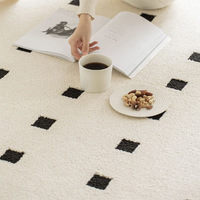 Style italien couleur unie crème tapis diatomée soie imperméable à l'eau résistant à la saleté pour l'automne hiver Internet célébrité tapis ensembles