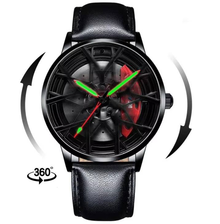 Red  Leather Strap  Rotate