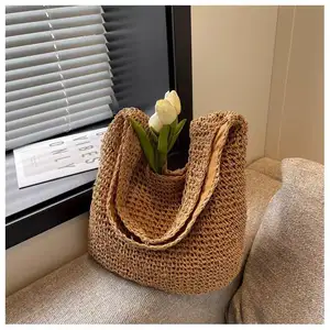 Hot Sale 2024 Popular Product Large Capacity Woven Bag Casual Fashion Straw Beach Holiday Shoulder Bag