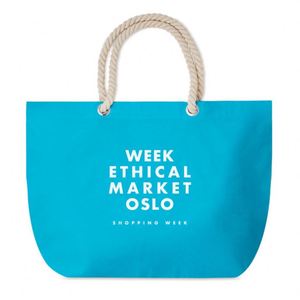 Promotional Custom Logo 55x39cm Cotton 220g/m Silk Screen Printed Washable <b>Tote</b> <b>Bag</b> with <b>Cord</b> Handle for Beach & Shopping - Product Image 2