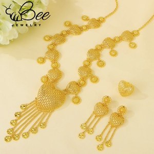 Classic Indonesian 24K Gold Plated Color <b>Jewelry</b> <b>Set</b> Algeria <b>Bridal</b> Wedding Long Tassel Necklace Earring Ring 3pcs <b>Set</b> - Product Image 6