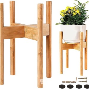 Support à fleurs en bois massif, porte-plantes d'intérieur et d'extérieur, pour balcon, salon, support au sol, couleur naturelle, montage facile - Product Image 1
