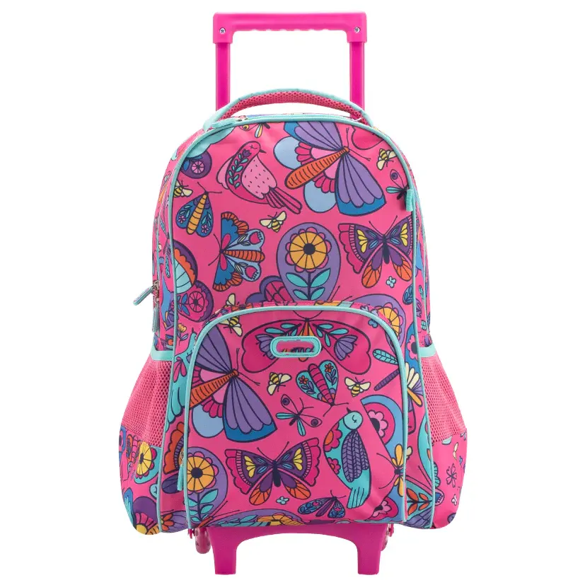 Schmetterling-Rollrucksack für Mädchen Rucksäcke mit Rädern für Grundschule Tasche Trolley Reisen Kinder Gepäcktaschen-Sets