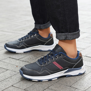 Chaussures décontractées en similicuir à lacets, antidérapantes, à semelle épaisse, baskets de marche tendance pour hommes, pour un usage quotidien en extérieur - Product Image 2